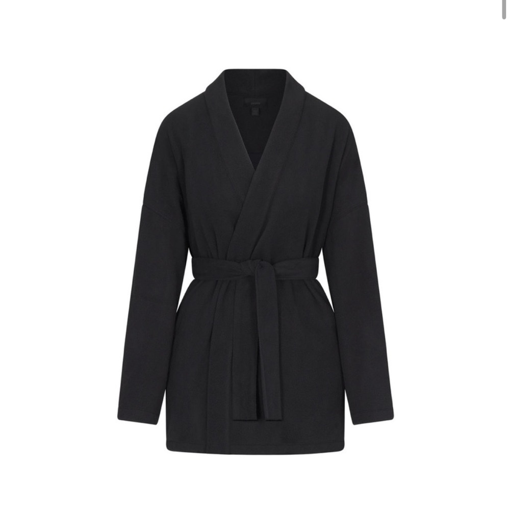 Skims Fleece Wrap Robe Onyx XXS